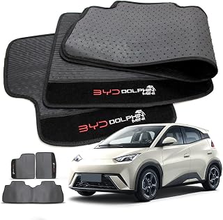 Tapete Automotivo Dolphin Mini 2023 2024 2025 2026 Borracha 3 Peças Detalhe em Carpete Personalizado (PRETO)