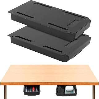 2 gavetas embaixo da mesa, bandeja de mesa autoadesiva, suporte de lápis para gaveta de mesa, organizador de armazenamento de papelaria para material de escritório e itens essenciais de casa