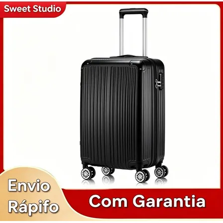 Mala De Viagem Bordo Sweet Studio Abs Com Zíper Expansível Resistente Rodas 360 Preto Mala 2060