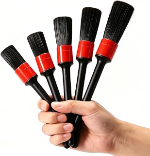 Kit 5 Pincéis para Detalhamento Automotivo – Limpeza de Carro, Rodas, Motor, Painel e Acabamentos