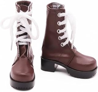 QLoztyse Botas para bonecas, acessórios de moda, calçados em miniatura com cadarço, ilhós de metal, sola de couro PU, design detalhado, coleção para exibição, adequadas para bonecas BJD, Sh-0065-3
