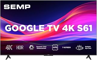 Smart TV Semp 55 Polegadas LED 4K S61 WiFi Bluetooth Google TV 3 HDMI HDR10 Dolby Audio 55S61