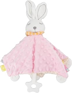 Cobertor de segurança para bebês, livre de tóxicos, macio, coelho de pelúcia infantil, toalha de berçário, brinquedo para berço, carrinho de bebê (Rosa)