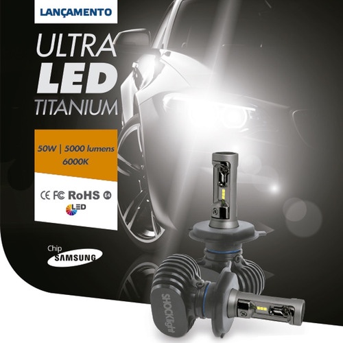 Kit Lampada Led Ultra Led Titanium Shock Light Encaixe Hb3