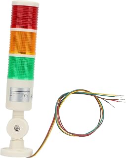 Luz de aviso de máquina CNC, 24 VCC, lâmpada de alarme LED de 3 cores com campainha alta para máquinas-ferramentas, equipamento mecânico, indicador estável em vermelho, laranja e verde, base de
