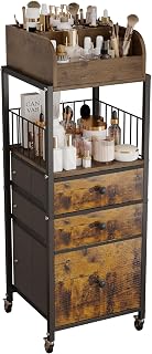 Organizador de maquiagem com gavetas, organizadores de maquiagem para penteadeira, organizadores de cuidados com a pele de chão - para cosméticos, esmaltes, suprimentos de arte, organizador de mesa de