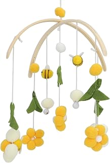 HEEPDD Móbile de bebê para Berço, Decoração de Berçário de Flor de Abelha de Madeira Artesanal,