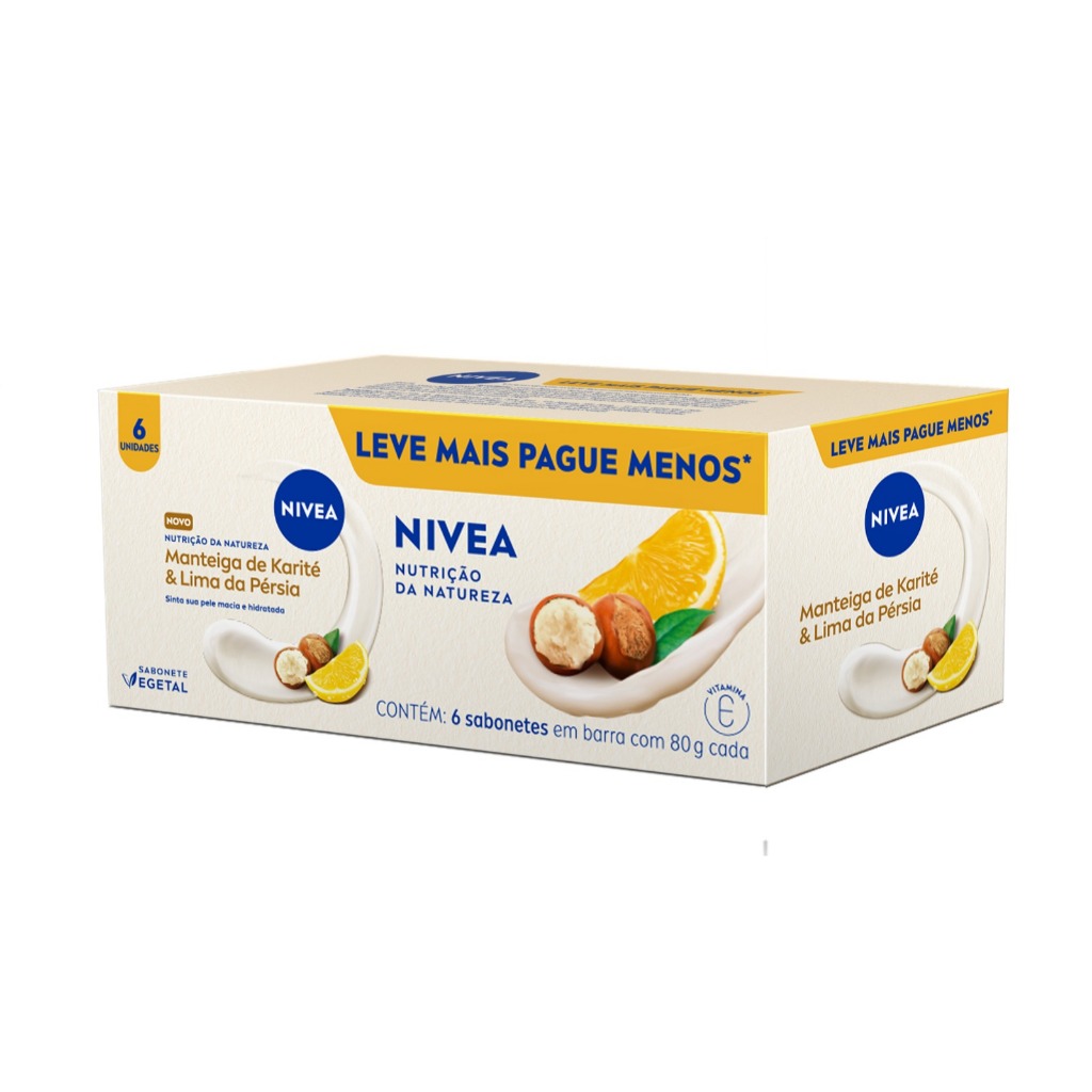 NIVEA KIT Sabonete em Barra Vegetal Nutrição da Natureza 80g (6 unidades)