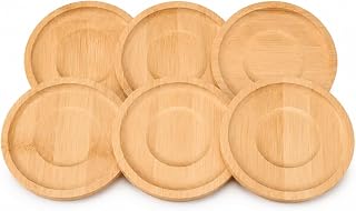 Kit 6 Porta Copos Redondo de Bambu Natural 10cm Descanso para Copos e Xícaras Proteção para Mesa Posta Cozinha Gourmet Escritório Decoração Premium (Redondo)