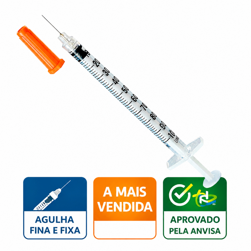 Seringa De Insulina Agulha Fina  Agulha Fixa de 100ui Botox/Odontologia/Anestesia KIT 5/10 E 20 UN
