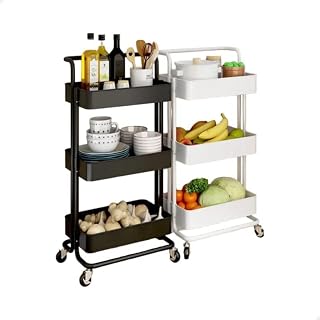 Carrinho Organizador Multiuso 3 Prateleiras Com Rodinhas/Estante/Fruteira (Preto)