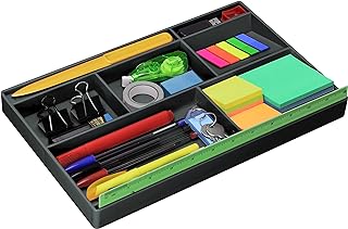 Acrimet Organizador de Gaveta para Escritório com 8 Divisórias, Preto | Divisória Especial para Régua de 30 cm, Organiza Canetas, Lápis e Acessórios de Papelaria