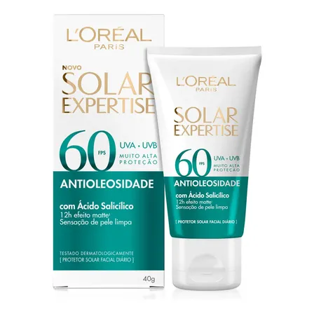 Protetor Solar Facial Antioleosidade FPS60, Controle de Oleosidade por 12h, Efeito Matte Sem Co