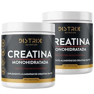 Kit 2 Creatina 100% Monohidratada 150g Cada Total 300g 100 Porções 3g sem Aditivos sem Glúten para Ganho Muscular Força Treino Academia Hipertrofia