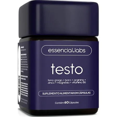 TESTO ESSENCIAL - Fórmula Exclusiva com Feno Grego + Boro + Arginina + ZMA + Vitamina B6 - 60 c