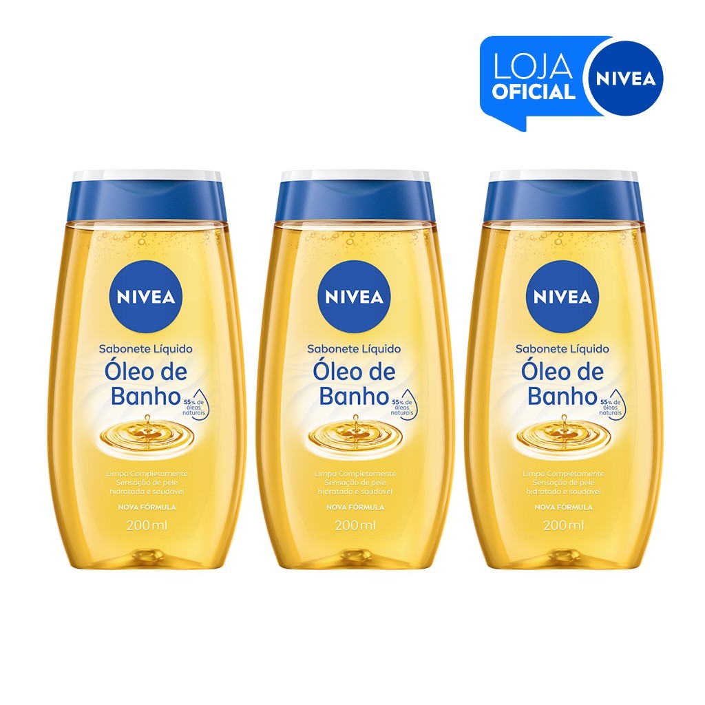 KIT - NIVEA Sabonete Líquido Óleo de Banho 200ml  - 3 unidades