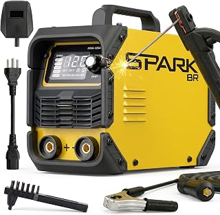 Máquina Solda Inversora 120MMA Bivolt Painel Digital SparkBR Máscara Acessórios Portátil Alça Transporte Profissional 2,0 2,5 3,2 Eletrodos AMG-W01