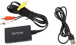 Conversor AV para áudio e vídeo 3RCA, adaptador de áudio e vídeo composto suporta entrada PAL/NTSC 1080P alimentado por USB Plug and Play para TV antiga DVD Set Top Box