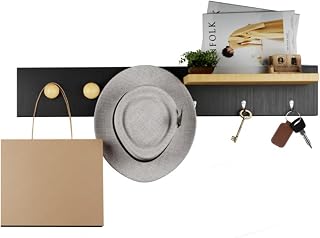 ArtMovelar - Porta-Chaves de Parede - Gancho de Parede, Organizadores de Parede com Pinos, Decoração de Quarto Aesthetic, Organização e Decoração de Apartamento e Casa - Preto, 45x10