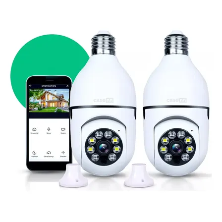 Kit 2 Câmeras Lampada De Segurança Ip Wifi Com Visão Noturna Interna Externa App Yoosee Espiã 3