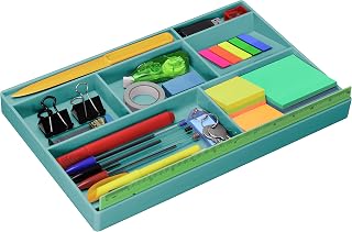 Acrimet Organizador de Gaveta para Escritório com 8 Divisórias, Verde | Divisória Especial para Régua de 30 cm, Organiza Canetas, Lápis e Acessórios de Papelaria