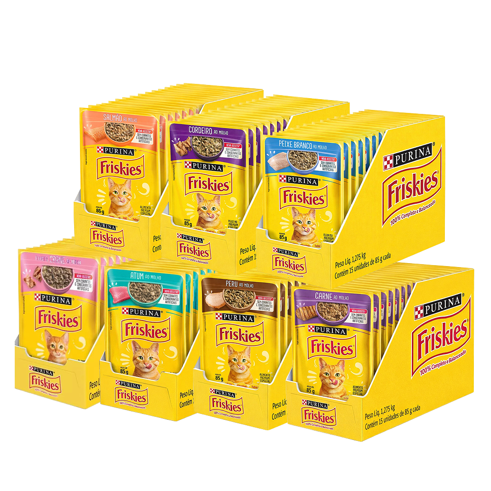 Ração úmida Friskies Sabores Variados para Gatos 15x85 g