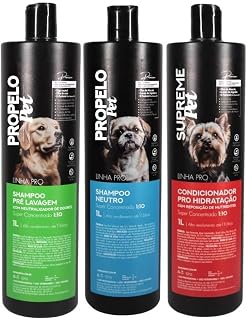 Kit Banho Pet Pré-lavagem + Shampoo + Condicionador Concentrado 1l 1:10 Cão Gato