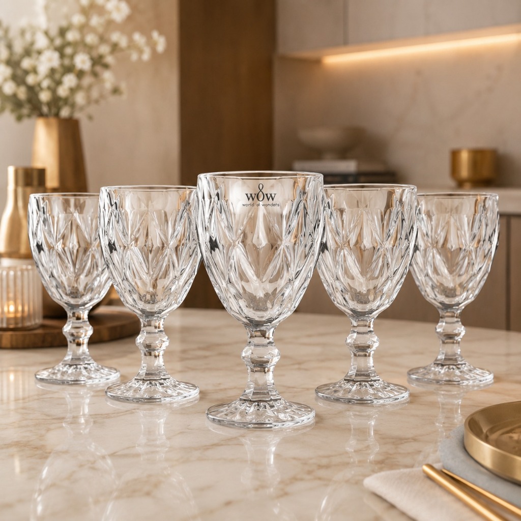 Jogo De Taças De Vidro Diamond Cristal 325ml 6 Peças