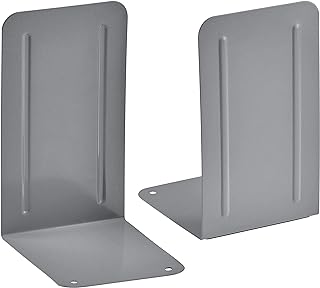 Acrimet Suporte para Livros de Metal, 1 Par, Bibliocanto Prata | Para Estantes e Prateleiras com Base Protetora