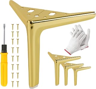 4 peças de pernas de móveis, pernas de sofá de metal para estante, armário, mesa, cadeira, sofá, pés de móveis de substituição (ouro brilhante, 12 cm)