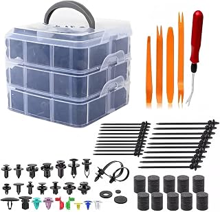 FINYQBET Kit de Presilhas e Fixadores Grampos Automotivos - 900 Peças Completo para Para-choque, Portas e Painéis, Compatível com Vários Modelos, Inclui 775 Clipes e 125 Ferramentas