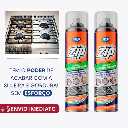 Espuma Desengordurante Spray Limpeza de Cozinha, Fogão e Gordura Pesada Zip Clean 300ml
