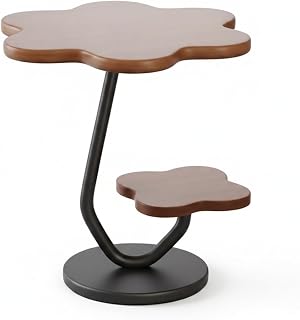 Móvel Compacto Design Moderno Base Redonda Mesa Lateral Floral para ao ao Lado Sofá, color to 1