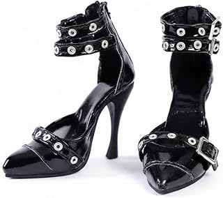 menolana Sapatos de salto alto para bonecas, fino, tira no tornozelo com fivela, acabamento em poliuretano brilhante. Acessório perfeito para colecionar e exibir roupas de moda para bonecas BJD.