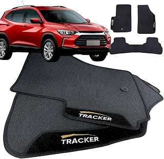 Jogo de Tapete Borracha Automotivo pra Carro Compatível com Nova Tracker 2020 2021 2022 2023 2024 2025 Com Logo Bordado Impermeável Personalizado 3 Peças Traseira Inteiriça W8 Acessorios