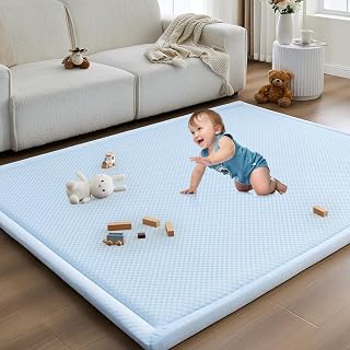 Tapete de brinquedo para bebês, berçário, área muscular, sala de jogos, espuma viscoelástica 127 x 127 cm, tapete elástico de espuma elástica de 3,3 cm de espessura para bebês, bebês, crianças