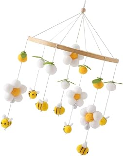 Carrilhões de cama suspensa para berçário, Yellow hanging rattl | Acessório de brinquedo flores elegantes para decoração de teto de berçário de bebês designs