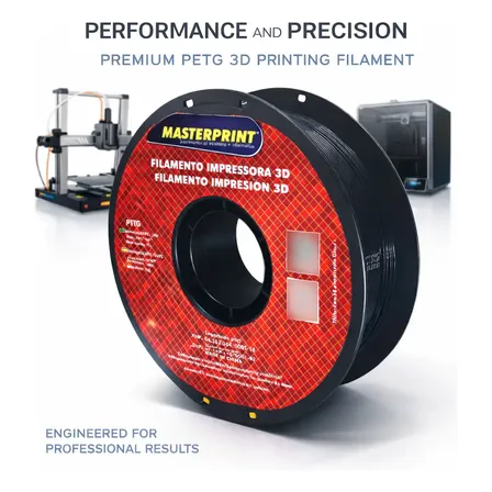 Filamento Impressora 3d Petg Preto Resistente 1kg 1,75mm Preto