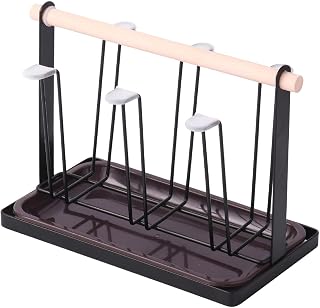 Suporte de copo de metal com bandeja de água de drenagem mantendo a bancada da cozinha arrumada e atraente mesa ou armário organizador de copo de metal prateleira de água de dreno, preto