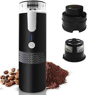 Namolit Máquinas de café expresso elétricas portáteis Mini cafeteira de dose única de 6 onças com xícara de café em pó e recipiente para cápsulas Bateria recarregável de 1200mAh Preparação automática