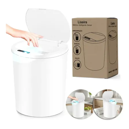 Lixeira Automática Sensor Recarregável Escritório usb 16 L
