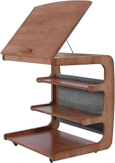 Mesa de sofá de madeira maciça com rodas, bandeja móvel para jantar, laptop, lanche, com bolsa de armazenamento, mesa ajustável para sala de estar e quarto