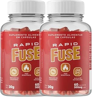 Kit 2x Rapid Fuse Pré Treino e Termogênico (Foguinho) - 60 Cápsulas com Cafeína, Psyllium e Picolinato de Cromo - Fuselabs - Suplemento para Academia e Fitness