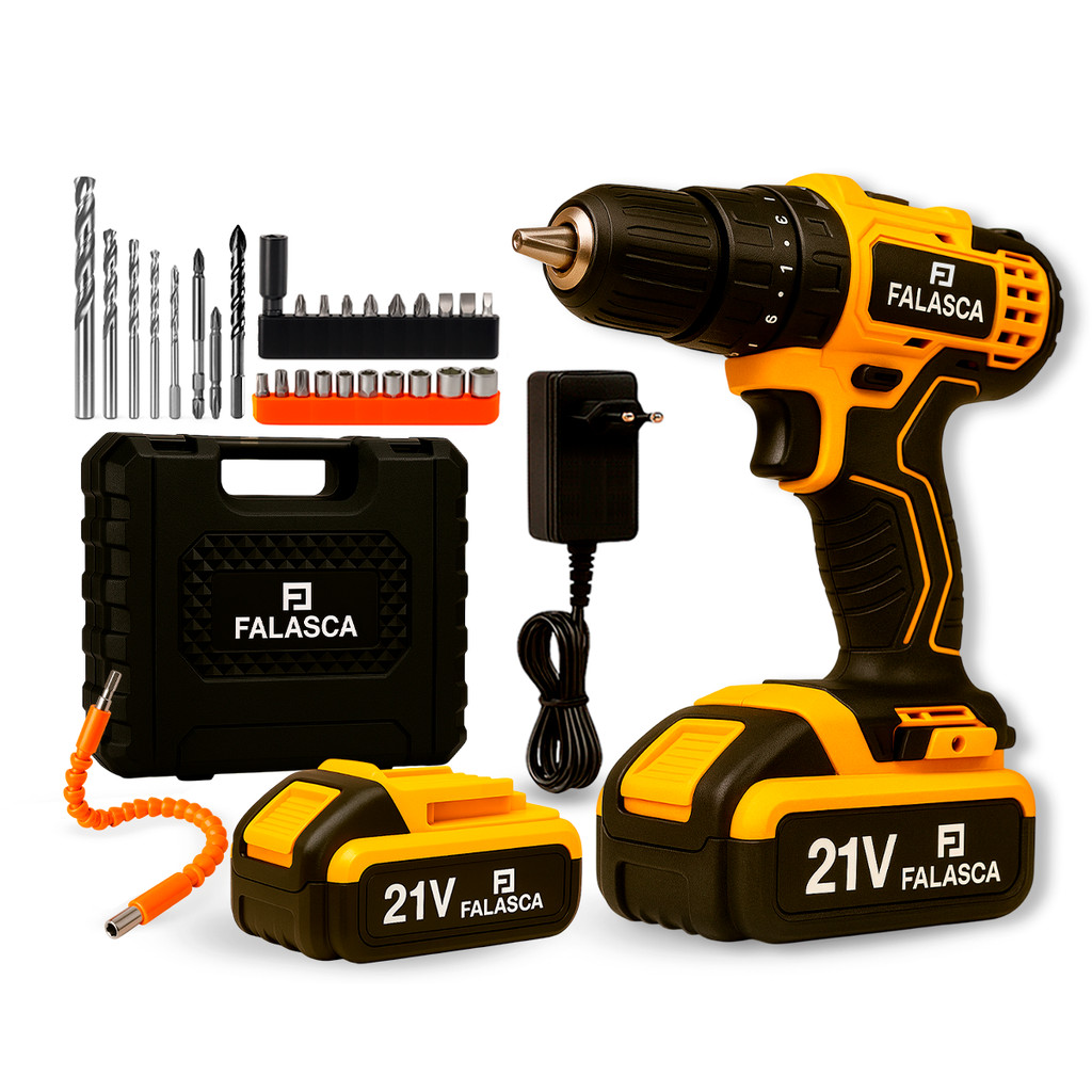 PARAFUSADEIRA E FURADEIRA A BATERIA PF21B2 21V COM DUAS BATERIAS F02 4979 - FALASCA