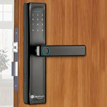 Fechadura Eletronica Digital Com Biometria Senha Kuantttum Delta Pro Preto