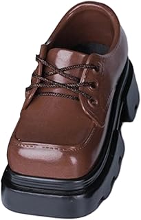 harayaa 2x Sapatos para Boneca em Escala 1/4, Acessório de Roupa Fácil de Calçar, Calçados Fashion para Figuras de ação, Sapatos de Bico Quadrado para Meninas, Marrom Escuro